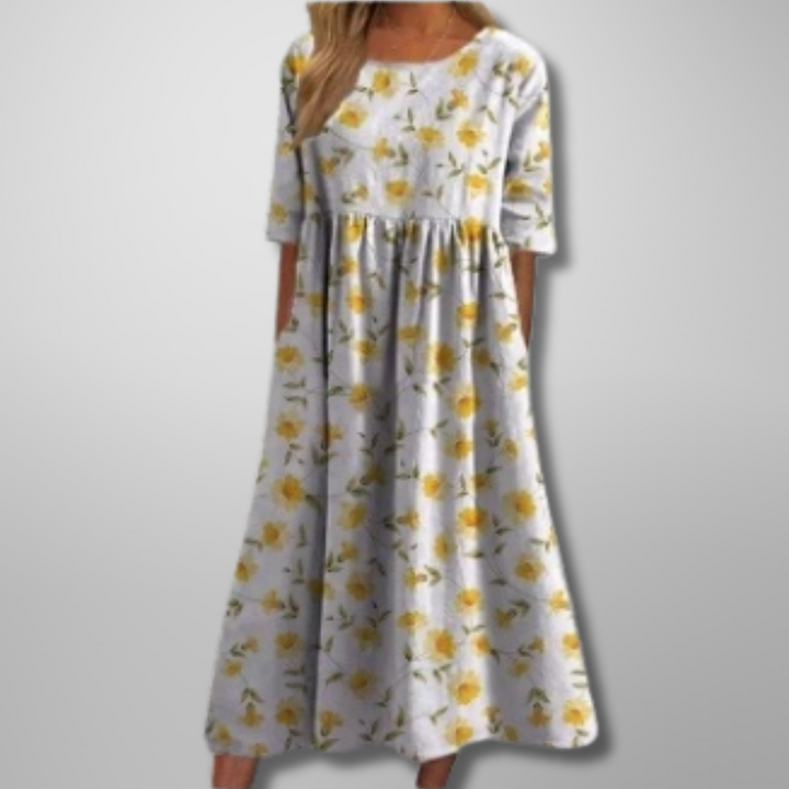 Gail™ | Ontspannen Bloemen Midi Jurk
