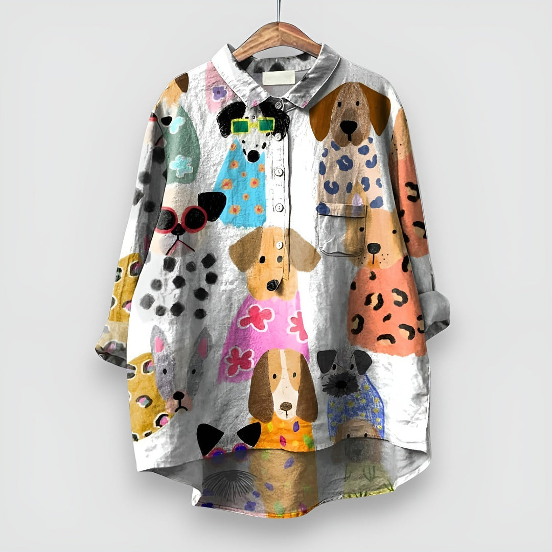 Geraldine™ | Dames T-shirt met Hondenprint