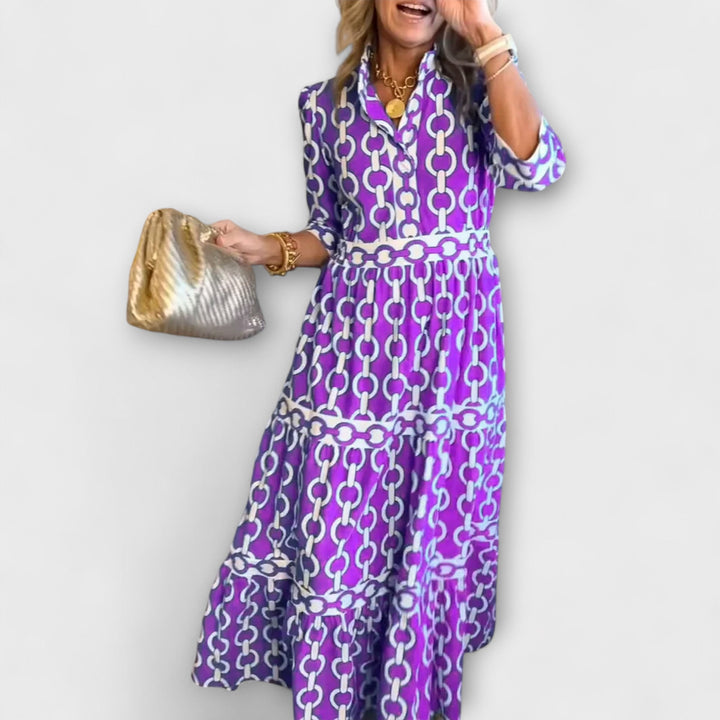 Wendy™ | Midi Jurk met Kettingpatroon