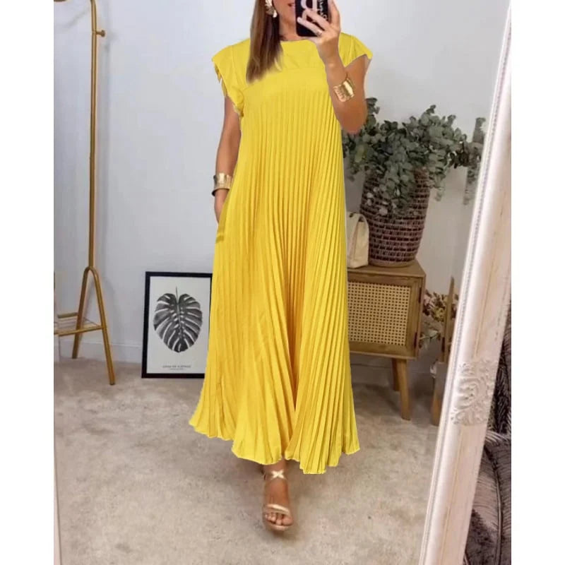 Fern | Vrouwen Flowing Plissé Maxi Jurk Cocktail