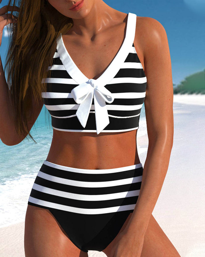 Caroline | Dames Hoge Taille Gestreepte Bikini Set