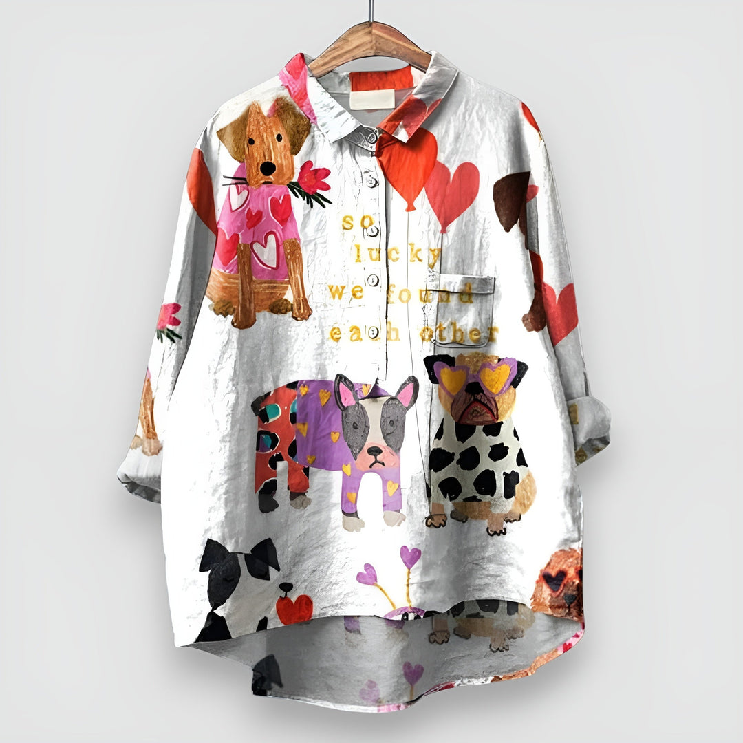 Geraldine™ | Dames T-shirt met Hondenprint