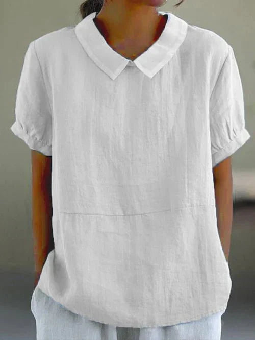 Ivy | Dames Peter Pan Kraag Korte Mouw Casual Top