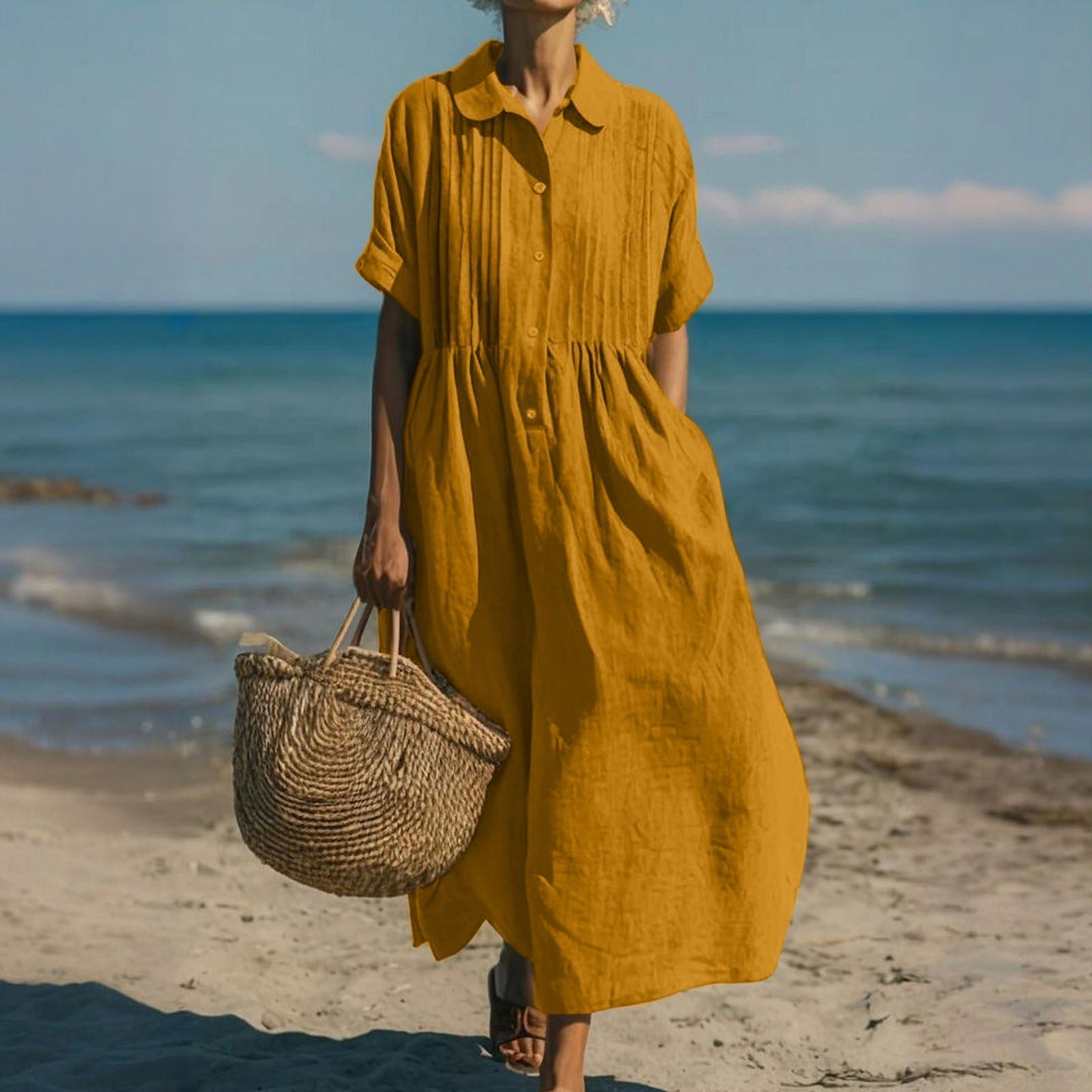 Mandy | Elegante Kraagloze Knopjurk