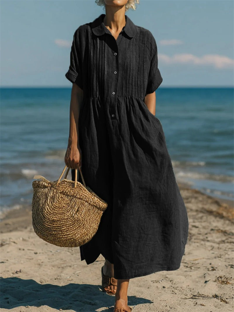 Mandy | Elegante Kraagloze Knopjurk