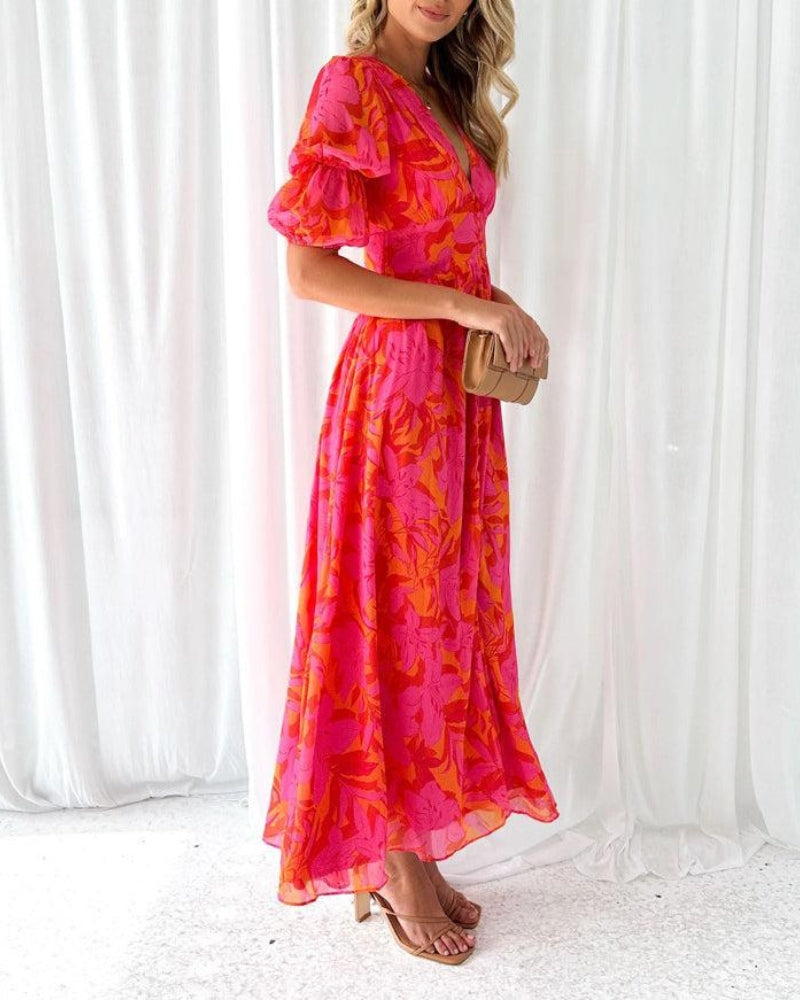 Brittany™ | Elegante Maxi Jurk in Rood Roze