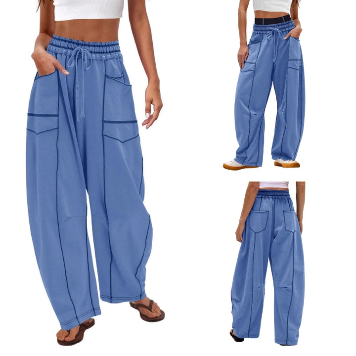 Harlow | Dames Wijd Been Cargo Broek Hoge Taille Met Trekkoord