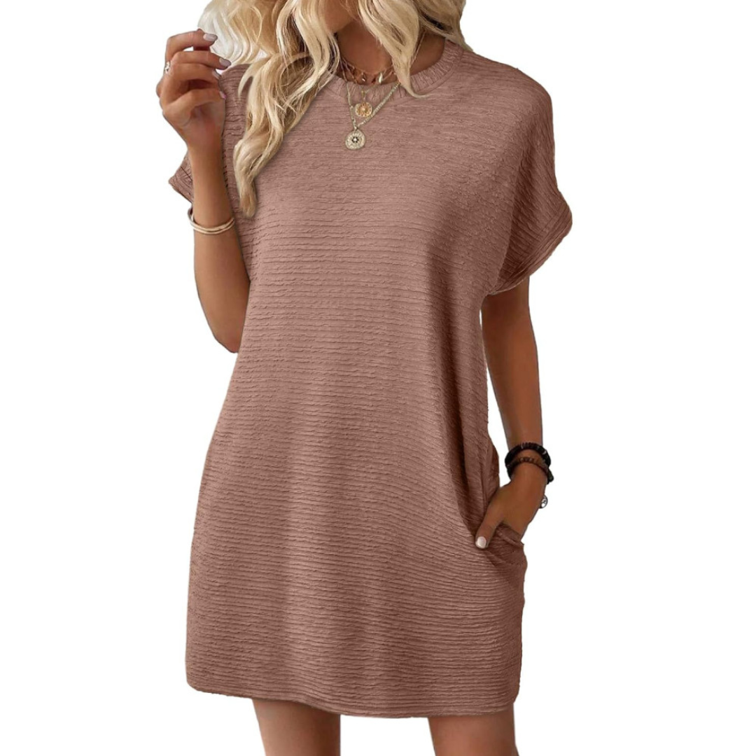 Maggie | Dames Korte Mouwen T-Shirt Mini Jurk met Zakken