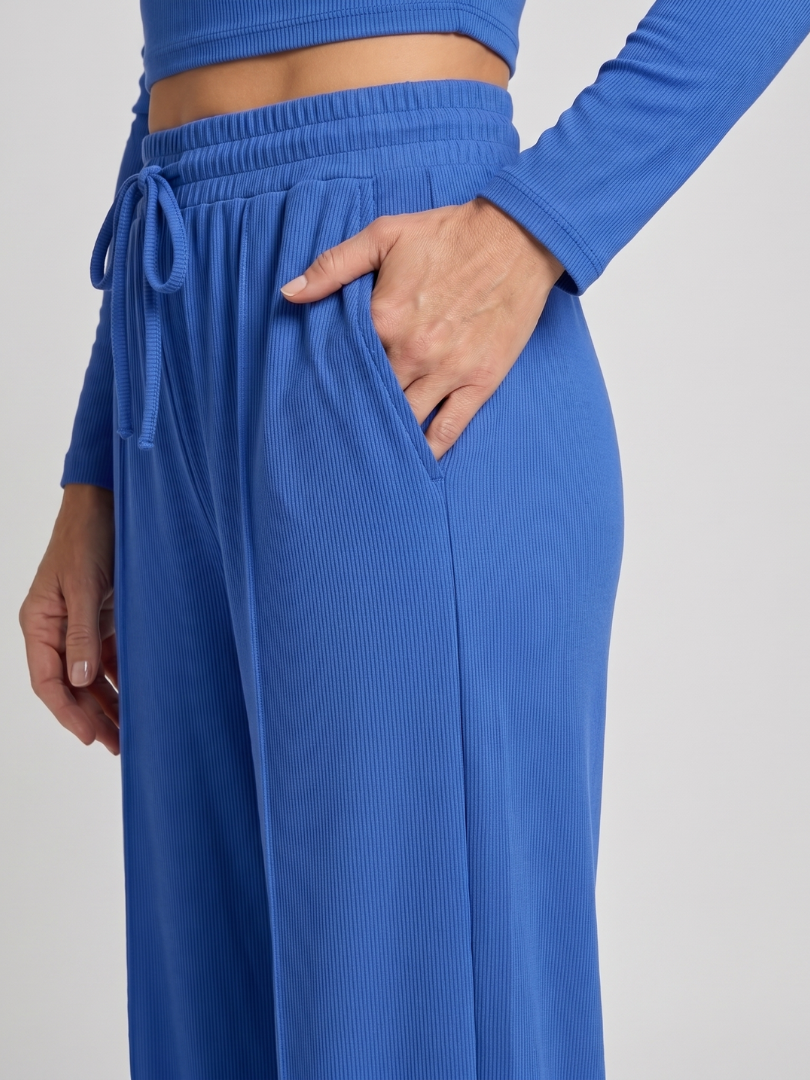 Avam | Lange Mouwen Crew Neck Crop Top Broek Set