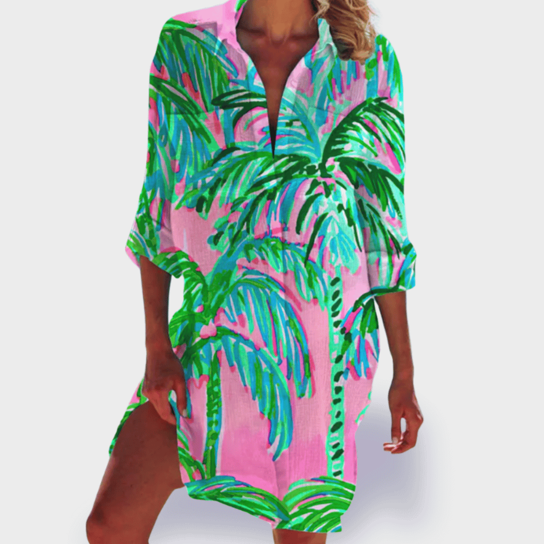 Grace | Vrouwen Flowy Kleurrijke Draped Jurk Casual Zomer