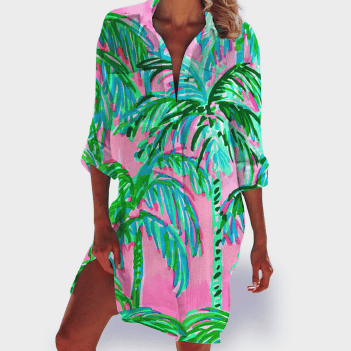 Grace | Vrouwen Flowy Kleurrijke Draped Jurk Casual Zomer