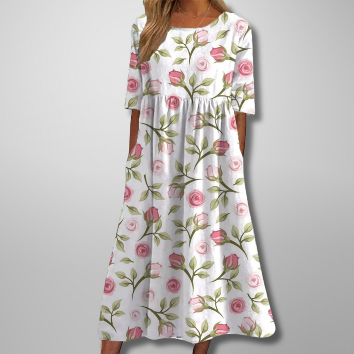 Gail™ | Ontspannen Bloemen Midi Jurk