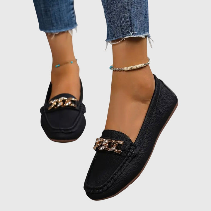 Eden - Platte Diamant Gesp Loafers