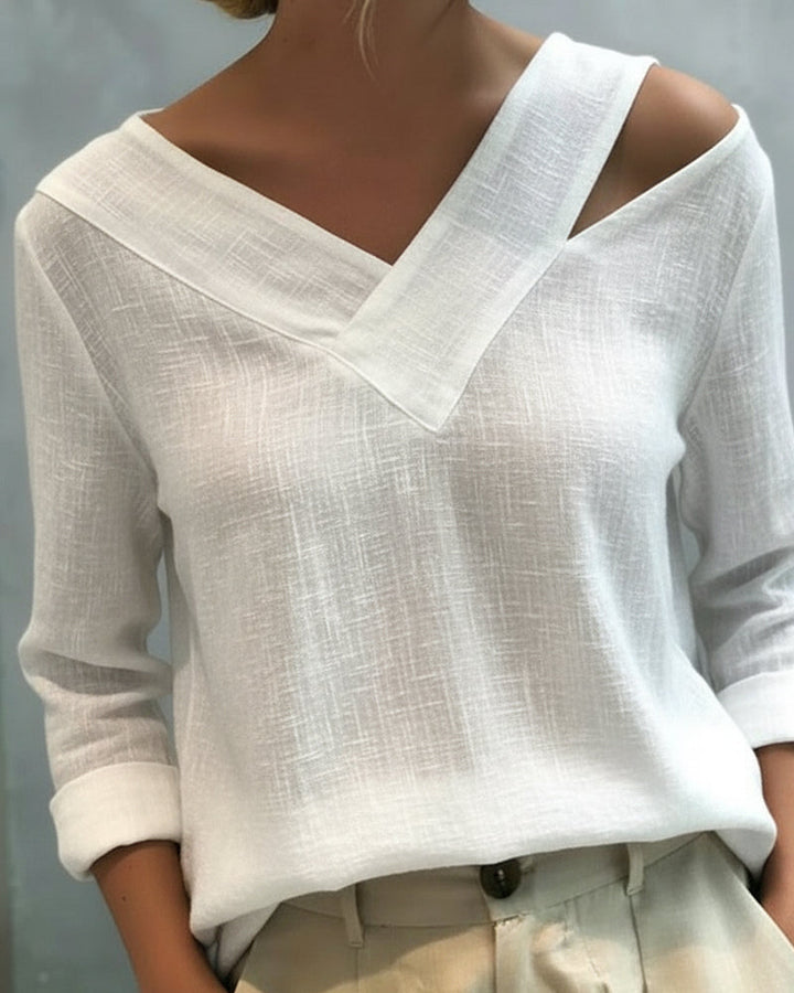 Aria | Dames Asymmetrische V-Hals Lange Mouwen Top