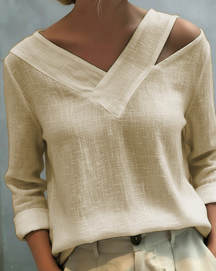 Aria | Dames Asymmetrische V-Hals Lange Mouwen Top