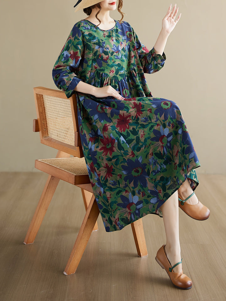 Florentha™ - Vintage Bloemen A-Lijn Jurk