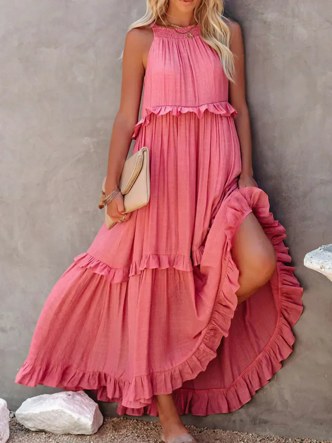 Courtney™ | Elegante Mouwloze Jurk met Ruffles