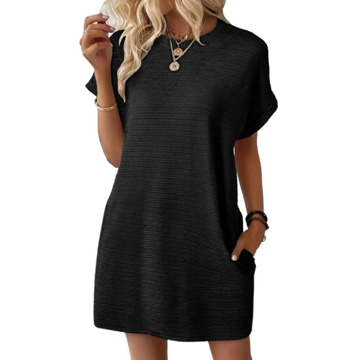 Maggie | Dames Korte Mouwen T-Shirt Mini Jurk met Zakken