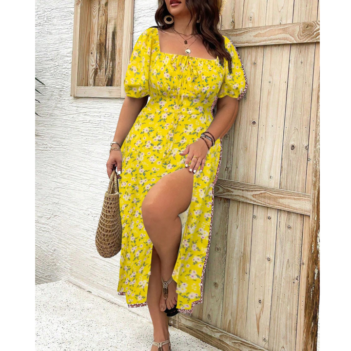 Eleanor™ | Elegante Plus Size Maxi Jurk met Pofmouwen