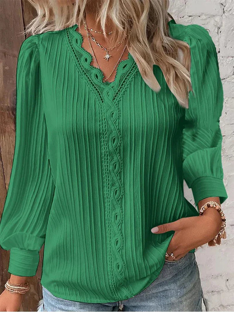 Sam™ | Blouse met Chiffon en Kantdetails