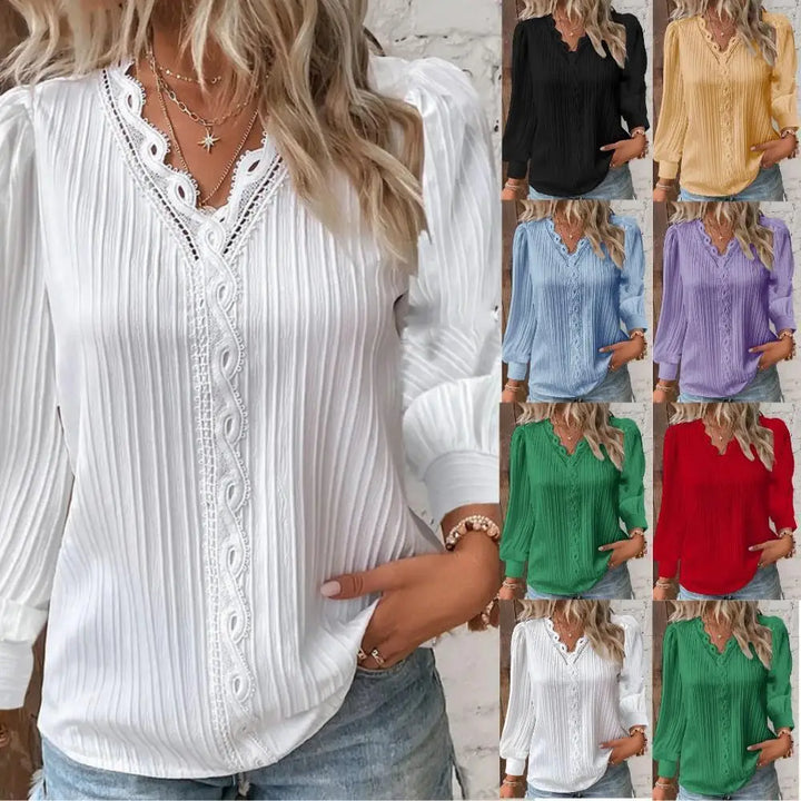 Sam™ | Blouse met Chiffon en Kantdetails