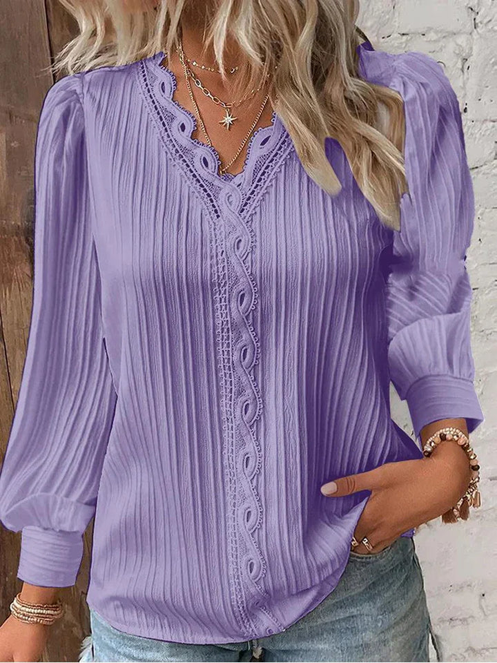 Sam™ | Blouse met Chiffon en Kantdetails
