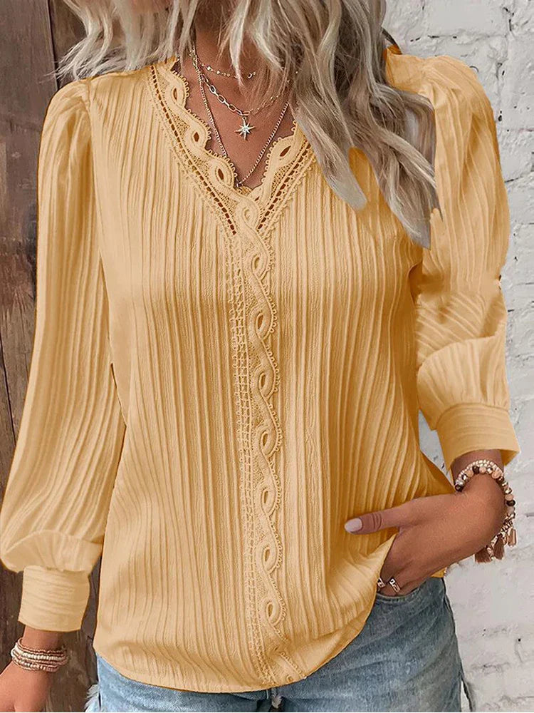 Sam™ | Blouse met Chiffon en Kantdetails