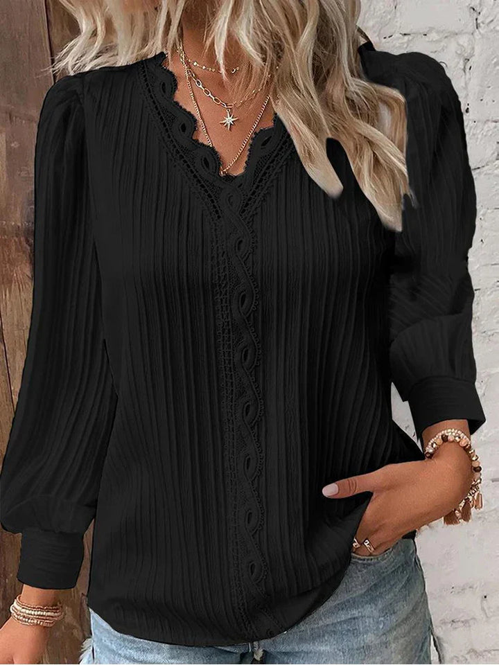 Sam™ | Blouse met Chiffon en Kantdetails