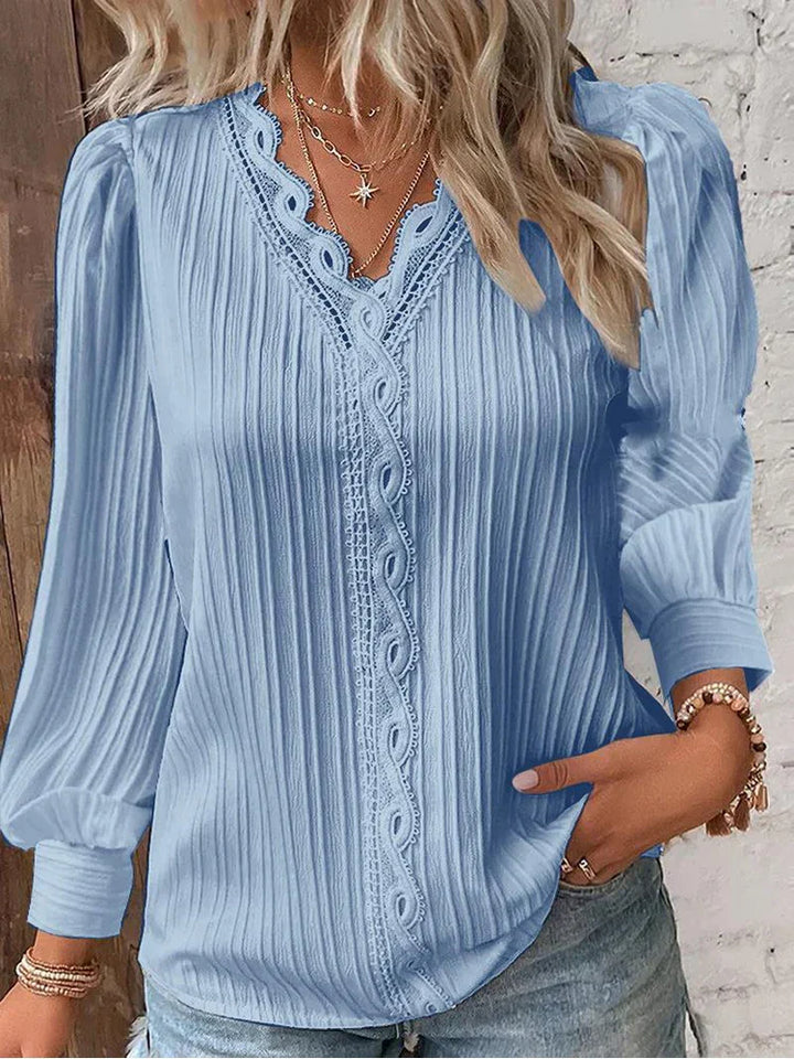 Sam™ | Blouse met Chiffon en Kantdetails