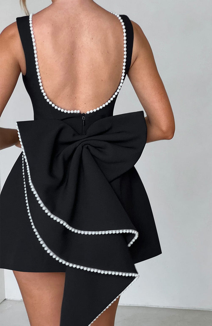 Celeste | Dames A-Lijn Mini Jurk met Parelrand Mouwloos