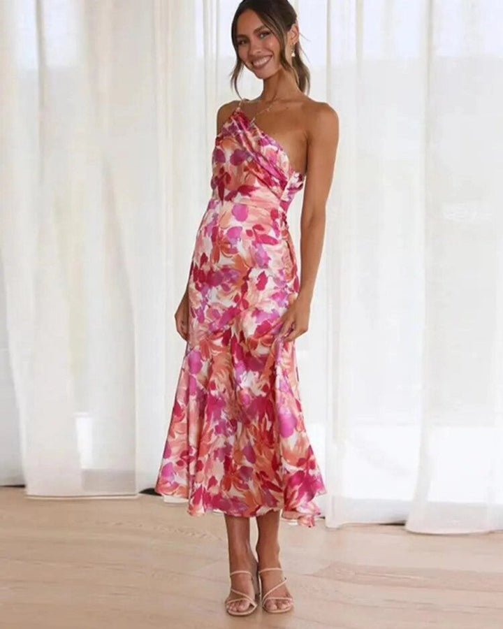 Kathy™ | Maxi-jurk voor dames met asymmetrische snit en bloemenpatroon