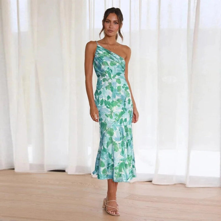 Kathy™ | Maxi-jurk voor dames met asymmetrische snit en bloemenpatroon