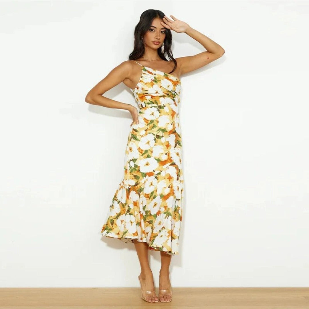 Kathy™ | Maxi-jurk voor dames met asymmetrische snit en bloemenpatroon