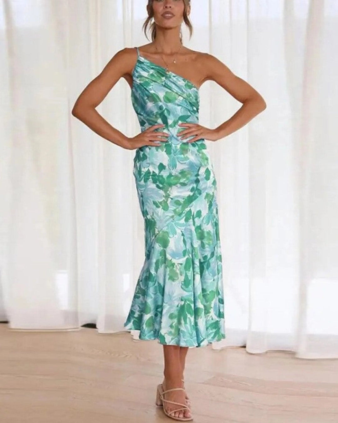 Kathy™ | Maxi-jurk voor dames met asymmetrische snit en bloemenpatroon