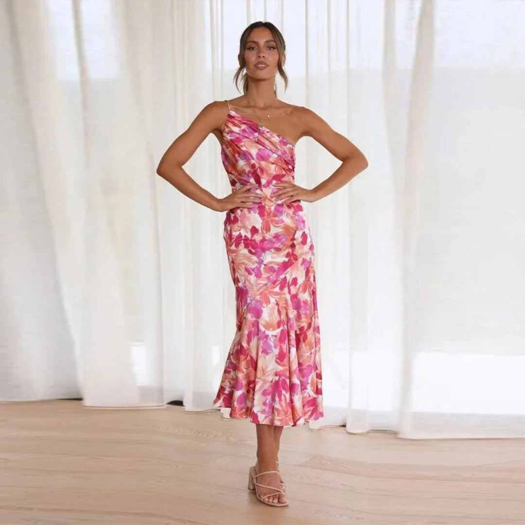 Kathy™ | Maxi-jurk voor dames met asymmetrische snit en bloemenpatroon