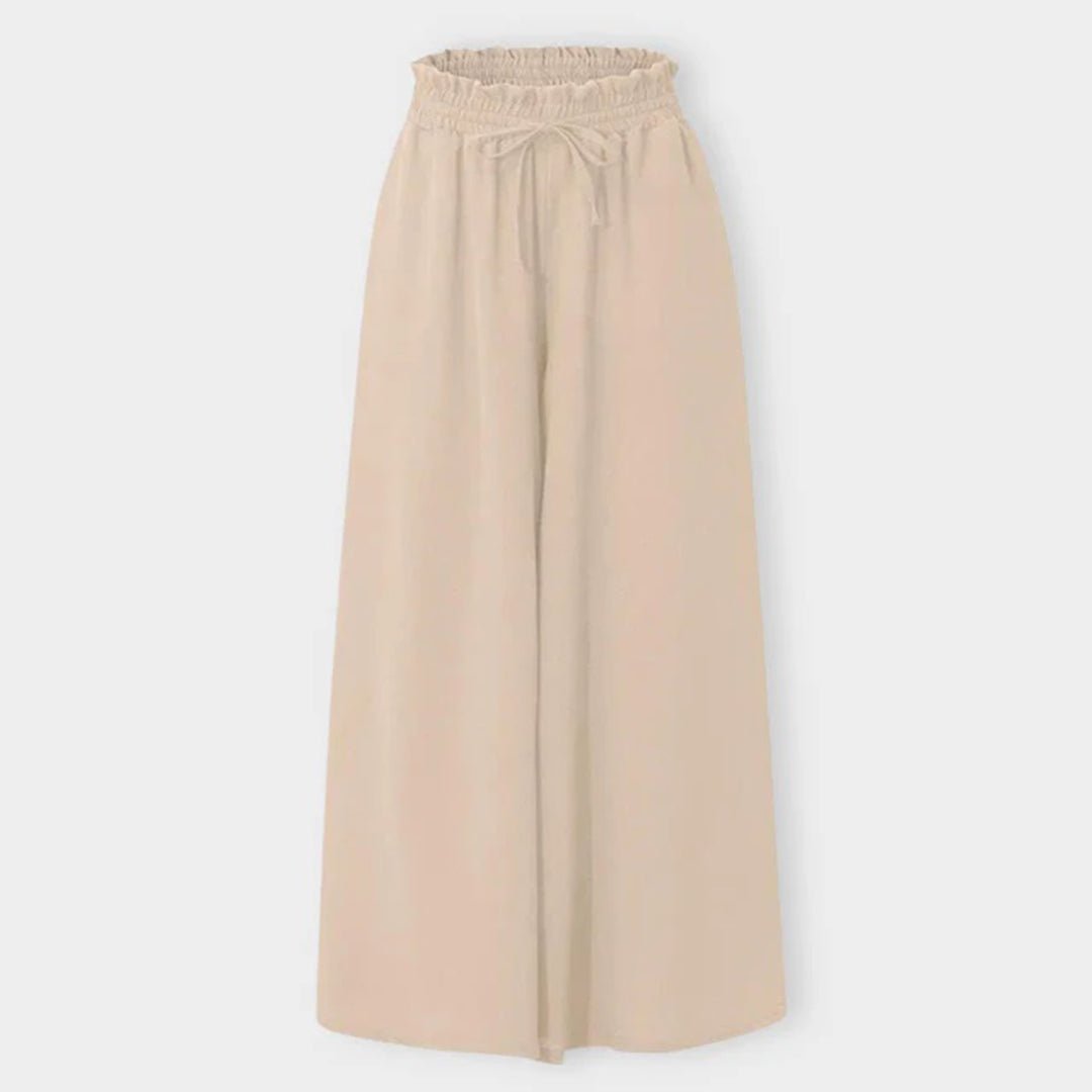 Terra | Dames Hoge Taille Wijde Broek met Smock en Touwtjes