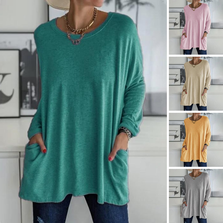 Ruby | Dames Oversized Langsleeve Tuniek Top met Zakjes