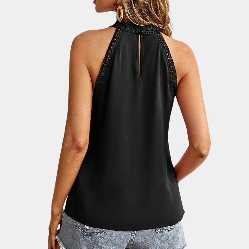 Luna | Dames Mouwloze Kant Haltertop Met Hoge Hals