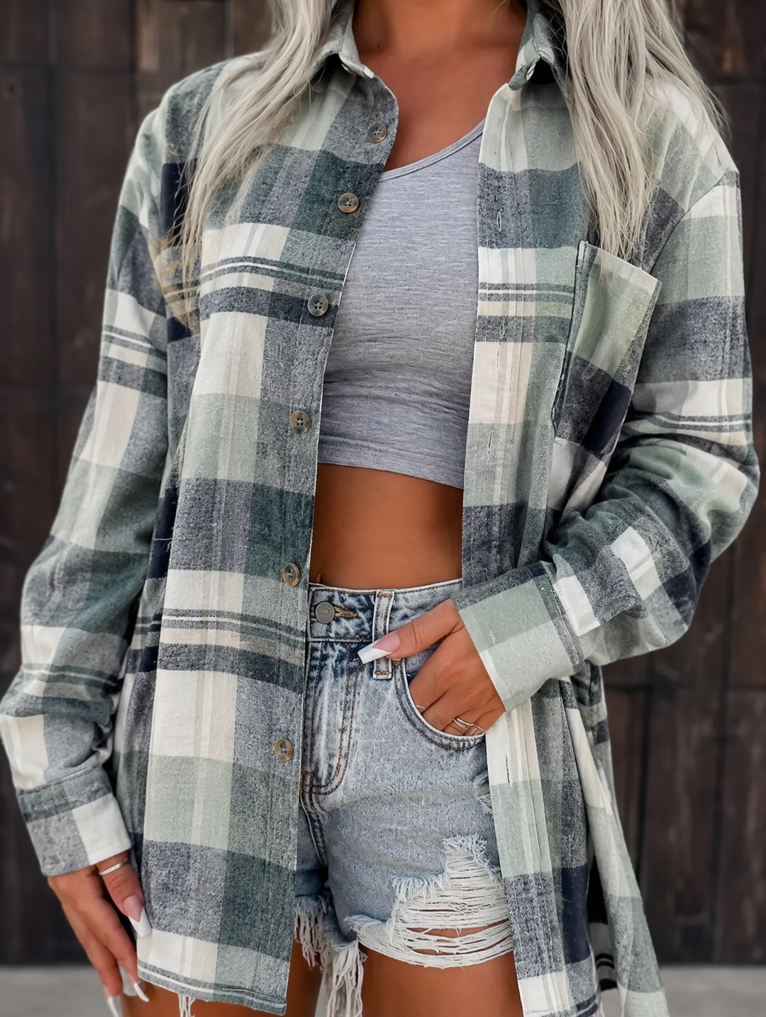 Harper | Dames Oversized Geruite Flanellen Overhemd