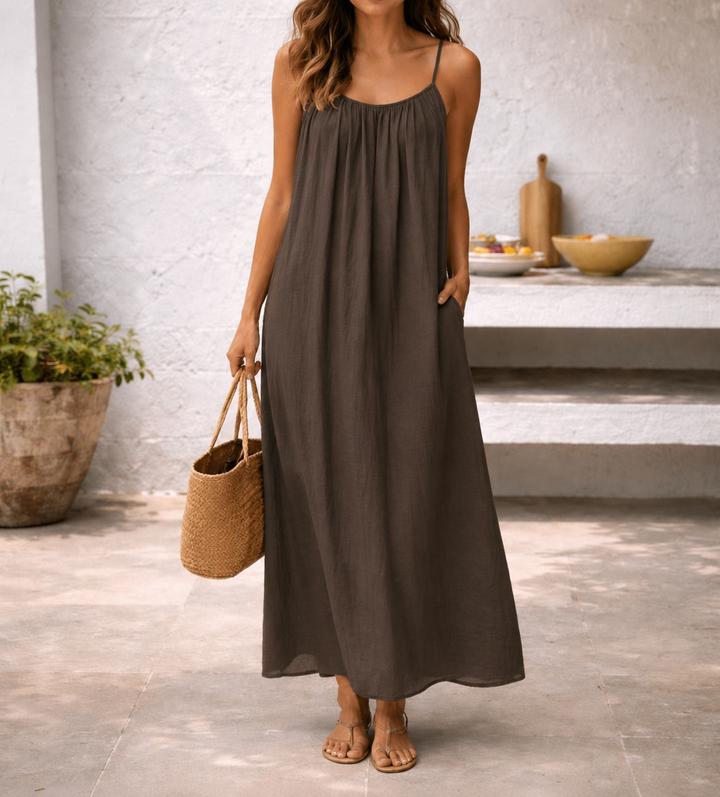 Lena | Vrouwen Maxi Jurk Spaghetti Bandjes Zomerse Jurk
