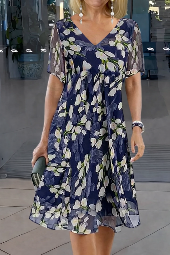 Stephanie™ | Bloemenprint Dubbele Tuniek Jurk
