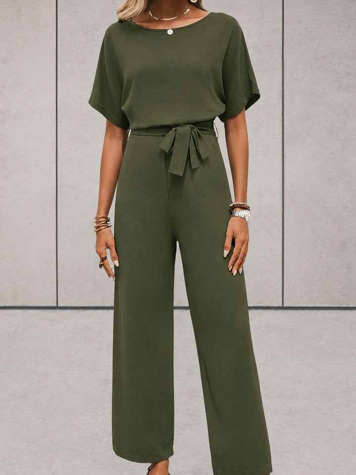 Cali | Dames Twee Delige Set Korte Mouwen Top Brede Pijpen Broek