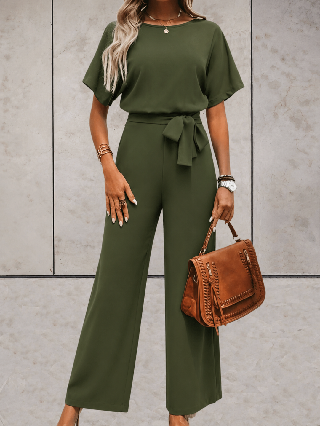 Cali | Dames Twee Delige Set Korte Mouwen Top Brede Pijpen Broek
