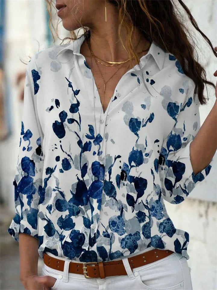 Isabelle | Dames Bloemenprint Lange Mouwen Knopen Blouse