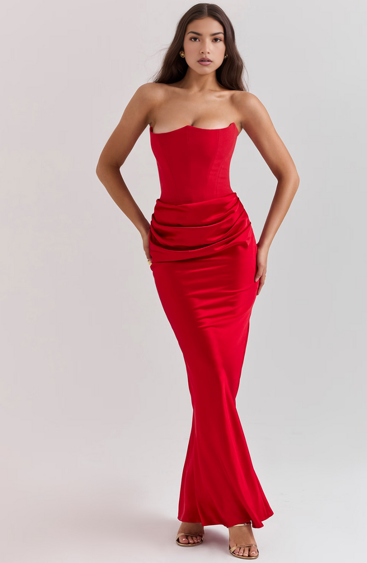 Camellia | Dames Trouwen Gasten Kanten Strapless Jurk Avond