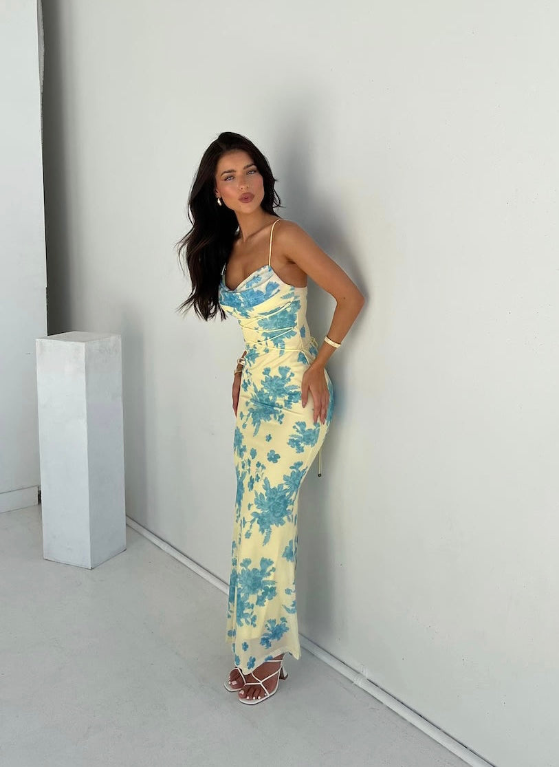 Annabelle | Dames Bruiloft Gast Bloemen Maxi Jurk