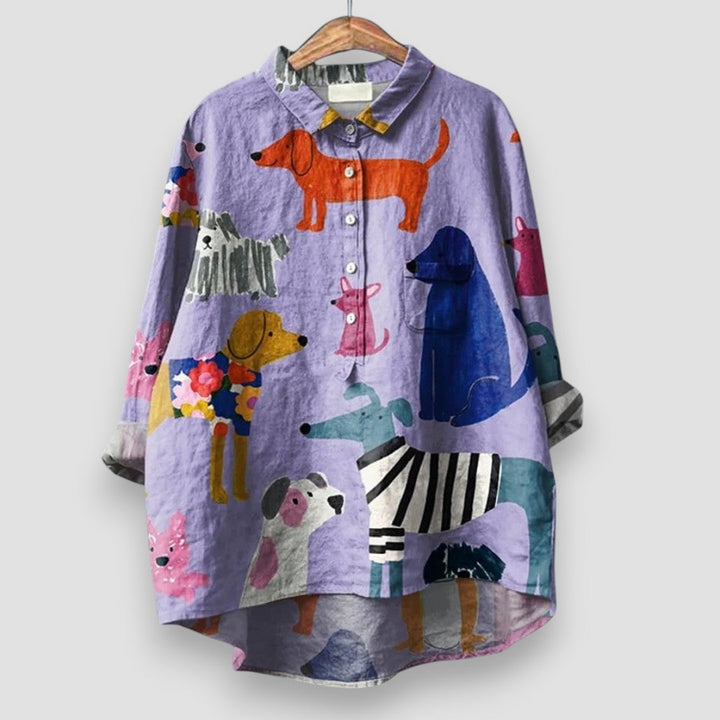Geraldine™ | Dames T-shirt met Hondenprint