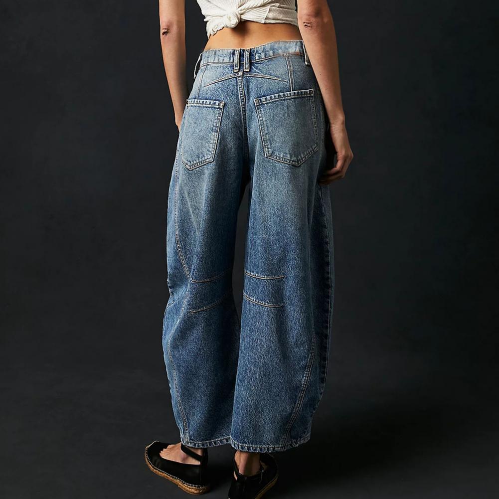 Barrel | Dames Hoge Taille Barrel Leg Jeans Relaxed Fit Denim