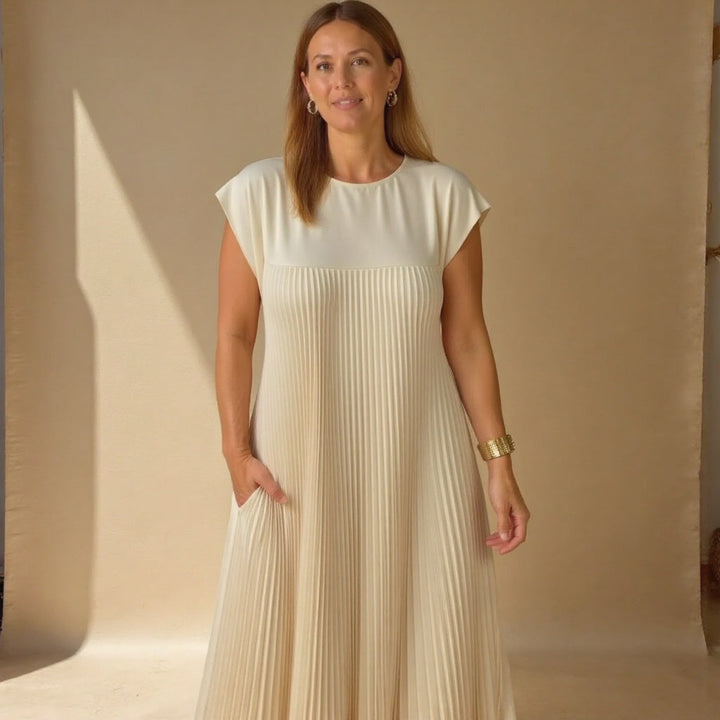 Fern | Vrouwen Flowing Plissé Maxi Jurk Cocktail