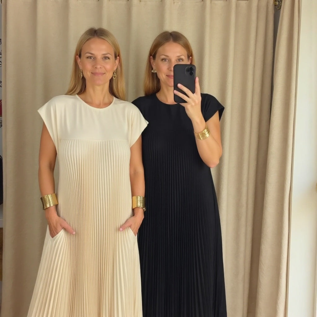 Fern | Vrouwen Flowing Plissé Maxi Jurk Cocktail